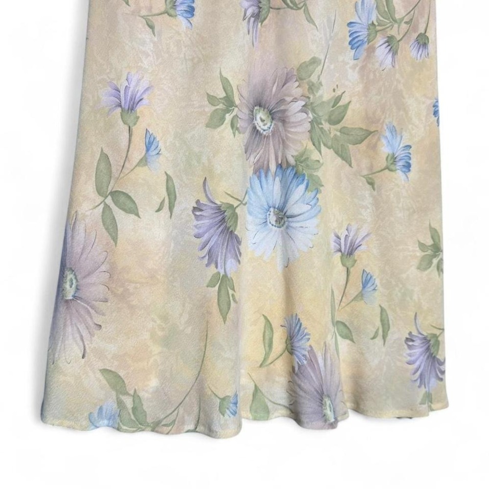 Vintage Floral Shift Dress Women's Size 16 Liz Claiborne Yellow Dainty Cottage - Picture 8 of 8